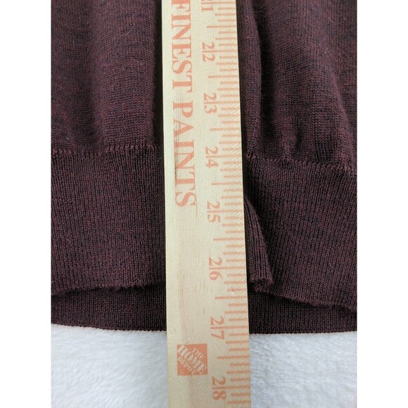 Neiman Marcus Merino Wool Blend 2 Button Loop Closure Burgundy Pullover Size L - Picture 7 of 12